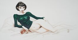 Olivier Ledroit - Femme allongée - Illustration originale