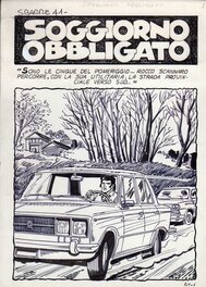 Augusto Chizzoli - Page titre de l'histoire Soggiorno Obbligato, publiée dans le n°41 du magazine Sbarre - Comic Strip