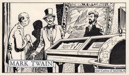 Leopoldo Sanchez Ortiz - Illustration pour un article consacré à Mark Twain - Aredit, magazine inconnu - Illustration originale