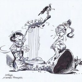 Jean-Marc Krings - En hommage à Franquin Gaston et Jeanne. - Original Illustration