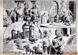 Maxime Roubinet - Prince Loyal - Première moitié de la planche 7 du 7ème album (Retour en forêt), 1953. - Comic Strip