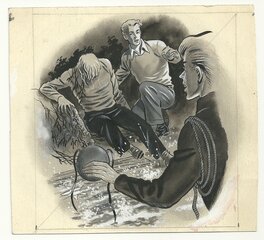 Raymond Reding - Illustration rédactionnelle du journal Tintin pour une histoire inédite. - Illustration originale
