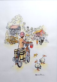 Simon Hureau - Vendeur d'eau à la campagne - Original Illustration