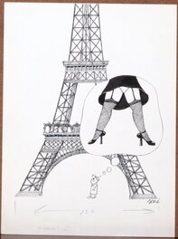 Siné - Hommage à la grande Dame de Paris par Siné !! - Planche originale