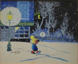 André Franquin - Le Petit Noël, Les étranges amis de Noël - Original Illustration