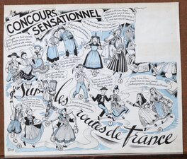 René Bonnet - Les costumes de France ... petite madeleine de province .. - Original Illustration