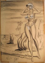 Bill Ward - Bill Ward - on the beach - Original Illustration