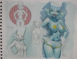 Jean-Baptiste Andréae - Sketchpage : Pin-up Cirque - Andreae - Original art