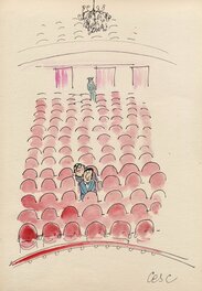 Cesc - At the cinema - Illustration originale