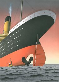 Guy Billout - Sinking the titanic - Illustration originale