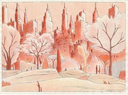 François Avril - Central Park - Illustration originale