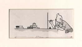 Hergé - Tintin inkwash illustration by Herge - Planche originale