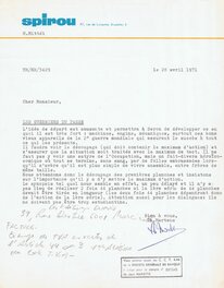 Thierry Martens - 26 / Année 1971 / Courrier de Thierry Martens, Rédacteur en Chef du « Journal de SPIROU », à destination de Mittéï. - Œuvre originale
