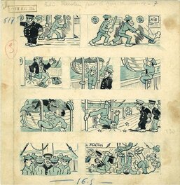 Planche originale - Bibi Fricotin 1930 - planche7 de fait le tour du Monde - prépublié Petit Illustré