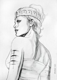 Tarumbana - La reine pourpre, buste 3/4 dos. - Original Illustration