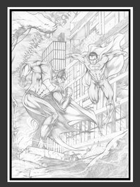 Dessin Original Superman Vs Batman par Madson Lima