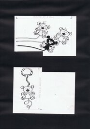 André Franquin - Les bébés Marsupilami, 1963. - Illustration originale