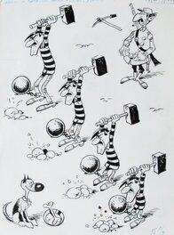 Morris - Lucky Luke: Les Dalton et Rantanplan - Original Illustration