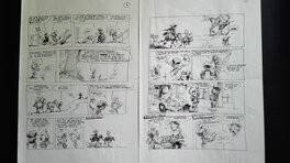 Jean-Claude Fournier - Double planche crayonnée spirou vacances à brocéliande - Comic Strip