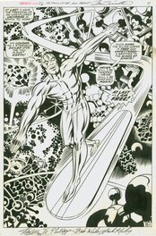 Jack Kirby - Fantastic Four 76 surfer splash - Planche originale