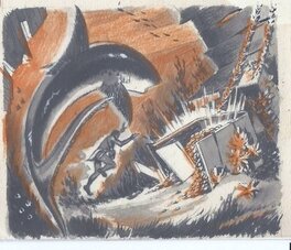 Jacques Fromont - Illustration recouverte de son cache de couleurs parue dans Hurrah n°224 ou 228 (Cino Del Duca) - Original Illustration