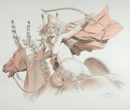 François Miville-Deschênes - Reconquêtes - Archère Sarmate à cheval - Original Illustration
