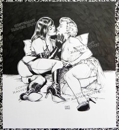 Xavier Duvet - Bettie page & marilyn monroe - Original Illustration