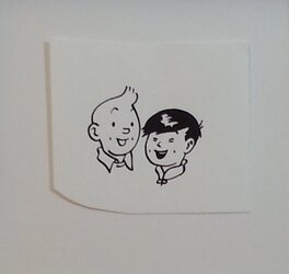 Hergé - Tintin et TCHANG - Illustration originale
