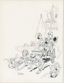 Didier Conrad - "le piège Malais", illustration pour une Bédécoupe. - Illustration originale