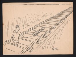 Chaval - Train - Illustration originale