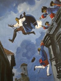 Enrico Marini - Le Scorpion - saut du toit - Illustration originale