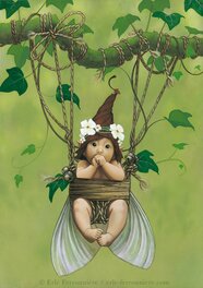 Illustration originale - Le bébé fée suspendu