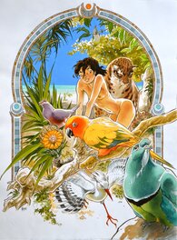 Frank Pé - Illustration Manon sous les tropiques - Original Illustration
