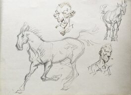 Al Severin - Croquis de chevaux - Œuvre originale