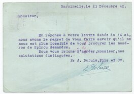 unknown - 03 b / Année 1942 / Courrier de la Maison d'Editions Jean DUPUIS et Fils, 23 décembre 1942. - Original art