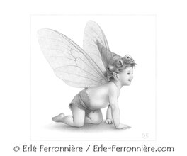 Erlé Ferronnière - Bébé fée - Illustration originale