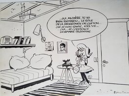 Raymond Macherot - Pipelette  (n°11) Annonce de la publication de CLIFTON ET LES ESPIONS - Illustration originale