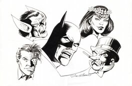Dick Giordano - Dick Giordano Batman and villains - Illustration originale
