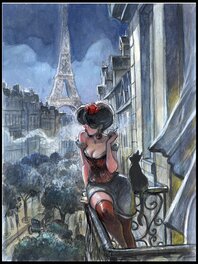 Yannick Corboz - L'assassin qu'elle mérite - Mathilde sur son balcon - Original Illustration