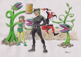 Roger Langridge - Gotham Sirens : Catwoman, Harley Quinn et Poison Ivy - Illustration originale