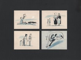 Georges Beuville - 4 dessins de Georges Beuville - Illustration originale