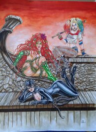 Mike Ratera - Gotham Sirens : Catwoman, Poison Ivy et Harley Quinn - Illustration originale