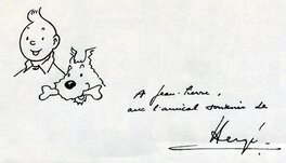 Dédicace Hergé Tintin et Milou