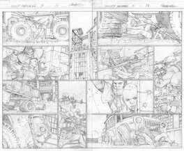 Carlos Pacheco - Occupy Avengers, issue 3, pag. 16 & 17 - Planche originale