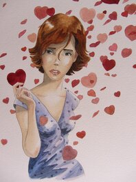 H Tonton - La femme aux coeurs - Illustration originale