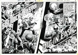 Joe Kubert - Our Army at War # 222 double page 2 et 3 . Sergent Rock . - Comic Strip