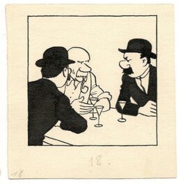 Hergé - Hergé. Dupont et Dupond détectives - Illustration originale