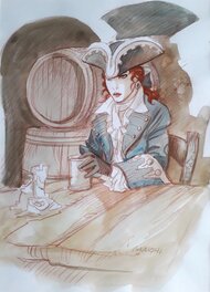 Enrico Marini - Ansea à la taverne, Le Scorpion - Illustration originale