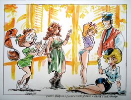 Jaap De Boer - Hommage à Franquin, Loisel, Dean Yeagle, Hugo Pratt  et Waltéry - Illustration originale
