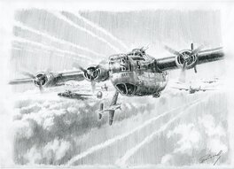 Lucio Perinotto - B 24 Liberator - Ploiesti 1943 - Illustration originale
